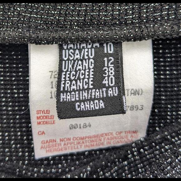 Size 10 Vintage Black and Silver Sparkly Long Skirt, Made in Canada, 1980-90s - Picture 4 of 5